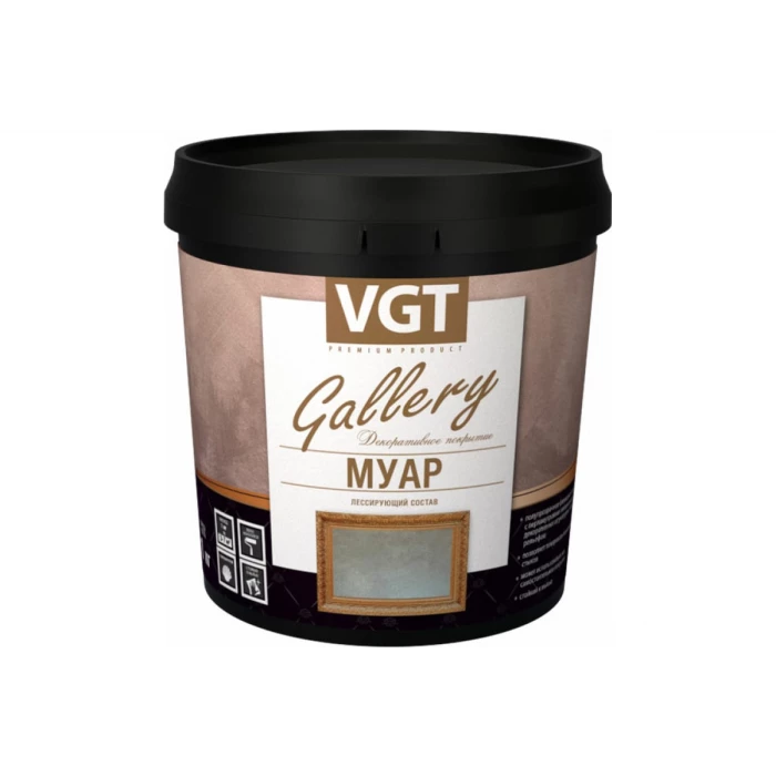 Лессирующий состав VGT Gallery Муар White Silver 0,9 кг 11607788