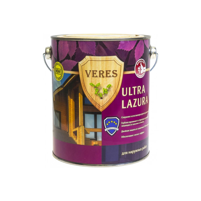 Пропитка Veres Ultra Lazura №12 белый 2.7 л 1/4 42045