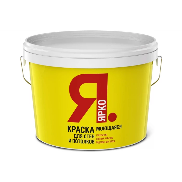 Моющаяся краска для стен и потолков ЯРКО белая, ведро 14 кг О01356.4