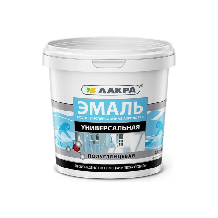 Универсальная акриловая эмаль Лакра белая, полуглянцевая, 0.9 кг 90003485854