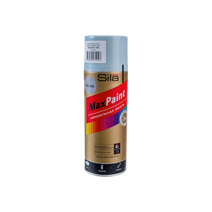 Универсальная аэрозольная эмаль Sila HOME Max Paint (серый RAL 7040; 520 мл) SILP7040