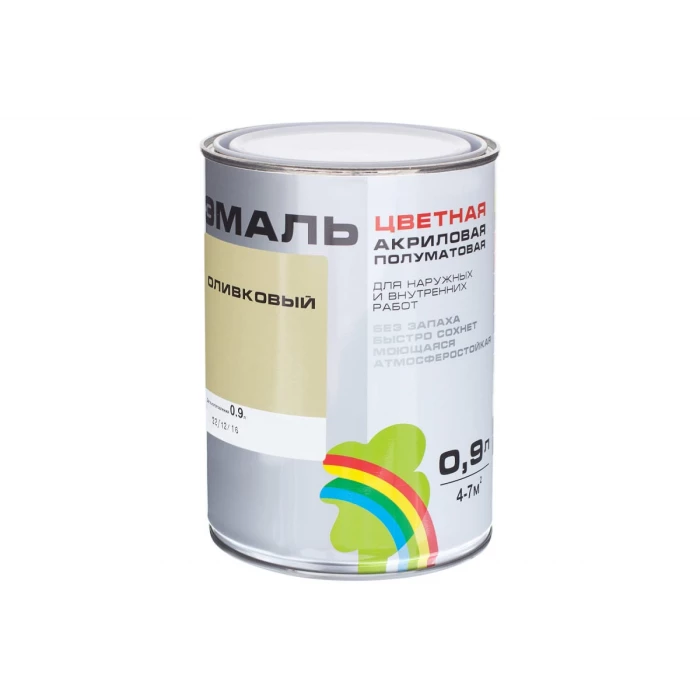 Универсальная цветная эмаль Радуга Colors ВД-АК 220 оливковый, 0,9 л 142944