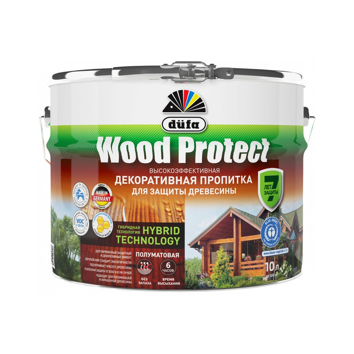 Пропитка для защиты древесины Dufa Wood Protect белый 10 л МП000015750 фото 2