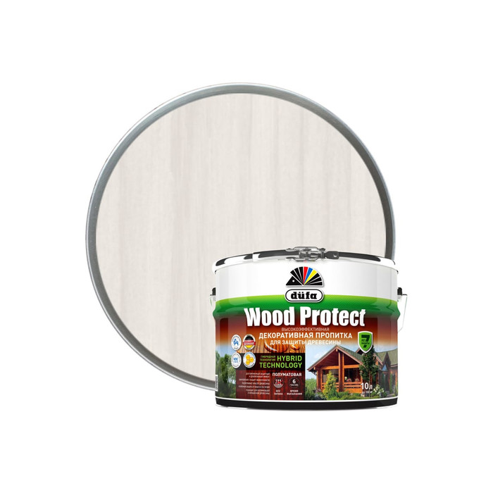 Пропитка для защиты древесины Dufa Wood Protect белый 10 л МП000015750