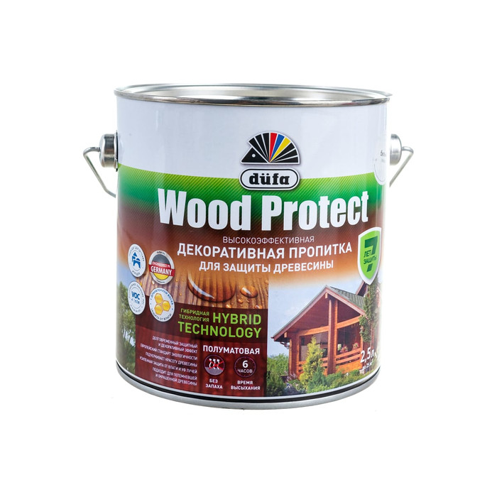 Пропитка для защиты древесины Dufa Wood Protect белый 2,5 л МП000015749 фото 2