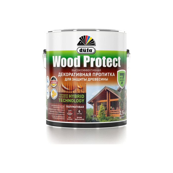 Пропитка для защиты древесины Dufa Wood Protect бесцветный 2,5 л МП000015751 фото 2