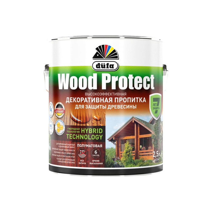 Пропитка для защиты древесины Dufa Wood Protect дуб 2,5 л МП000015761 фото 2