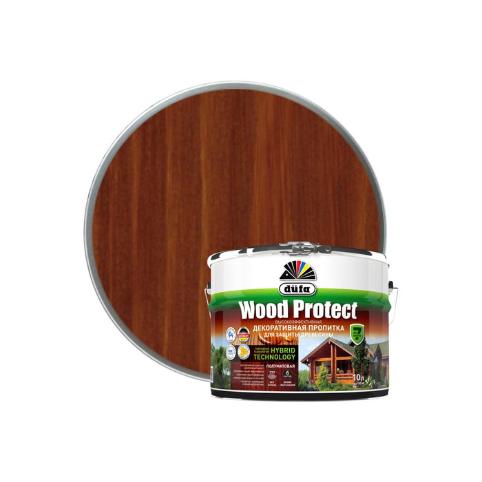 Пропитка для защиты древесины Dufa Wood Protect махагон 10 л МП000015765