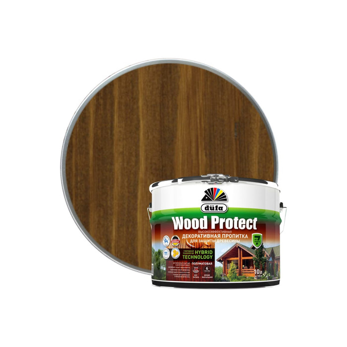 Пропитка для защиты древесины Dufa Wood Protect орех 10 л МП000015768