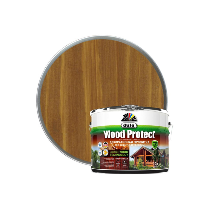 Пропитка для защиты древесины Dufa Wood Protect тик 10 л МП000015771