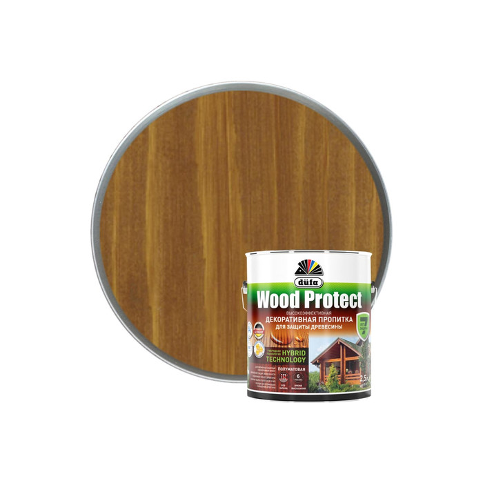 Пропитка для защиты древесины Dufa Wood Protect тик 2,5 л МП000015770