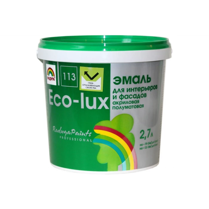 Универсальная эмаль Радуга Эко-Люкс ВД-АК 113 База А 2,7 л, под колеровку 141368