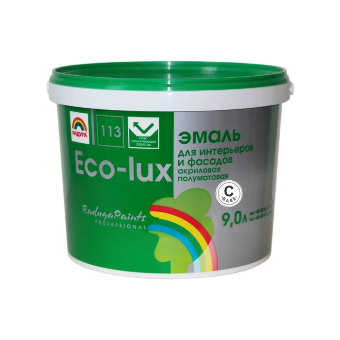 Универсальная эмаль Радуга Эко-Люкс ВД-АК 113 База С 9 л, под колеровку 141376