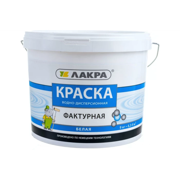 Фактурная краска Лакра белая, 9 кг 90001703282
