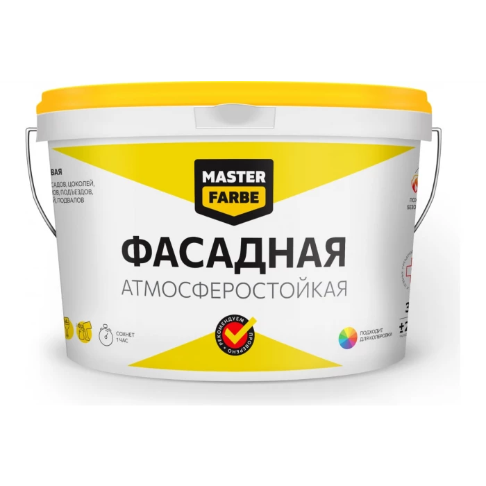 Фасадная водно-дисперсионная краска MASTER FARBE (атмосферостойкая; белая; 3 кг) 4631159427590