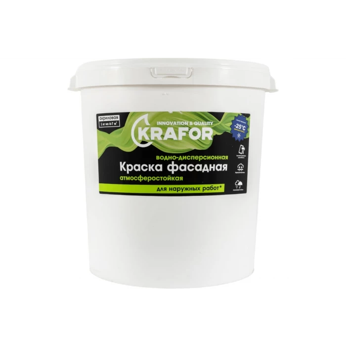 Фасадная водно-дисперсная краска Krafor 40 кг 30516