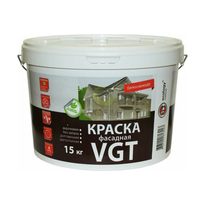 Фасадная краска VGT белоснежная ВД АК 1180 1,5кг 11601945