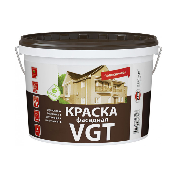 Фасадная краска VGT ВД АК 1180 Белоснежная 15кг 11601943