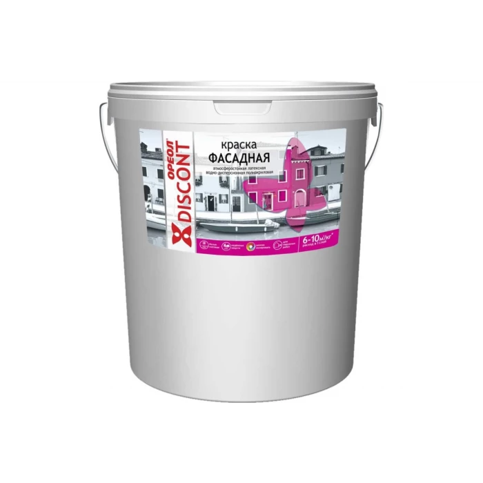 Фасадная краска ОРЕОЛ Дисконт ВД, атмосферостойкая, белая, 40 кг 64489