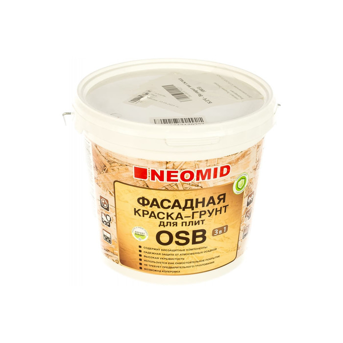 Фасадная краска-грунт для плит OSB Neomid Proff 3в1, 7 кг Н-ГрунтКраскаOSB-7