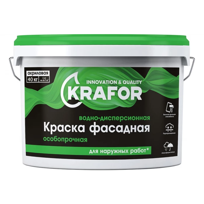 Фасадная особопрочная краска Krafor в/д 40 кг 30224