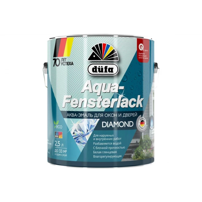 Эмаль Dufa AQUA-FENSTERLACK для окон белая 2,5 л Н0000005598