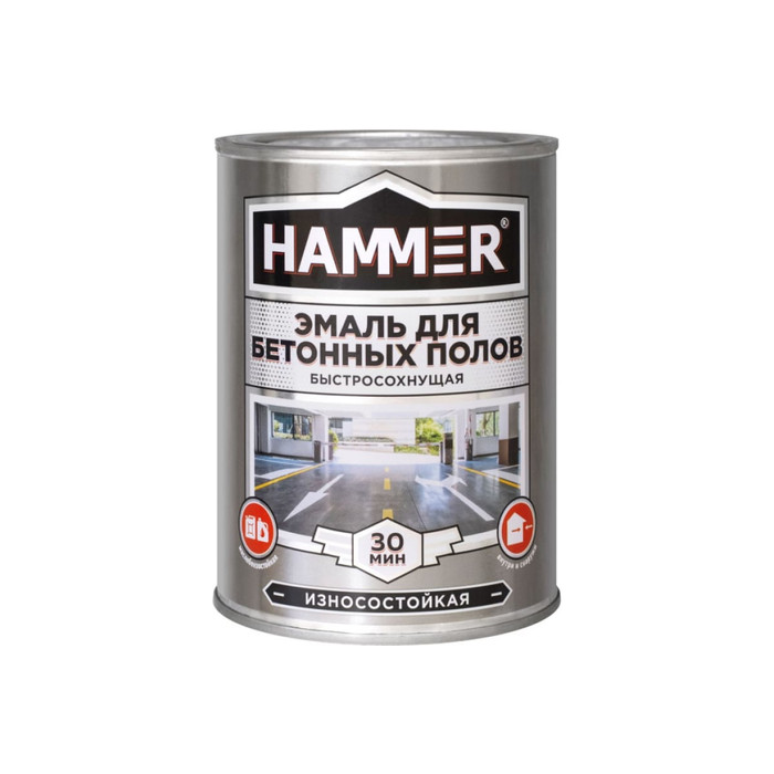 Эмаль акриловая для бетонных полов Hammer серая 1 кг ЭК000141565