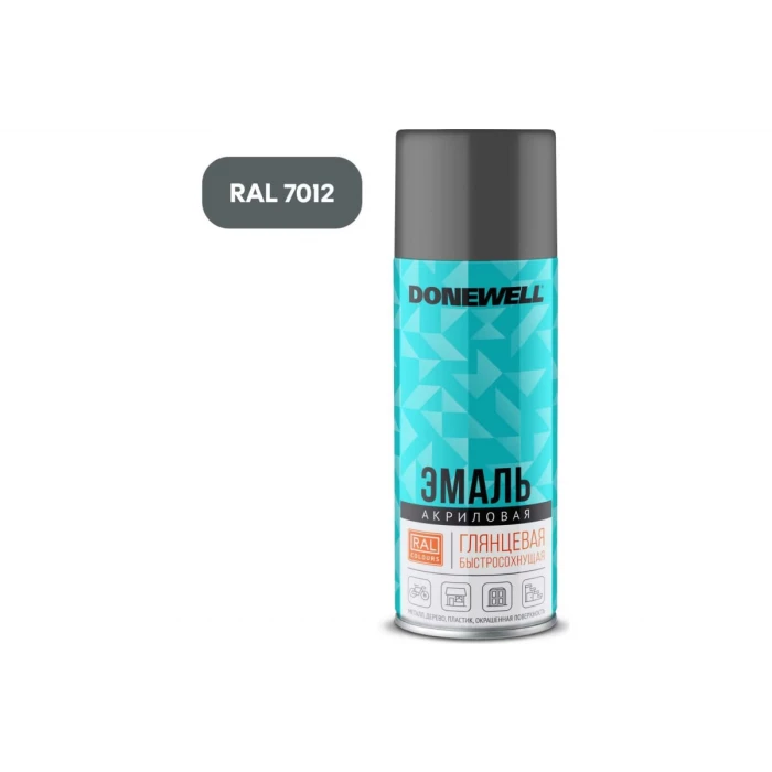 Эмаль универсальная акриловая DONEWELL RAL 7012 тёмно-серая глянцевая DW-A7012