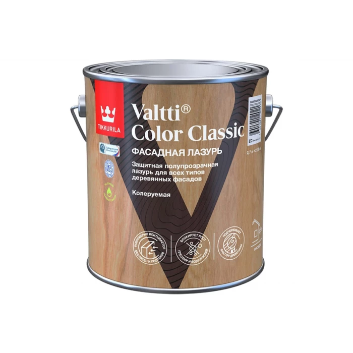 Фасадная лазурь Tikkurila valtti color classic, 2.7 л, база EC, бесцветная 249247