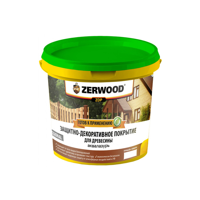 Защитно-декоративное покрытие аквалазурь Zerwood ZDP белый 0,9кг ведро 00020319 фото 2
