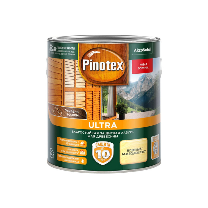 Влагостойкая защитная лазурь для древесины PINOTEX ULTRA NW (база под колеровку; 2.7 л) 5353775 фото 2