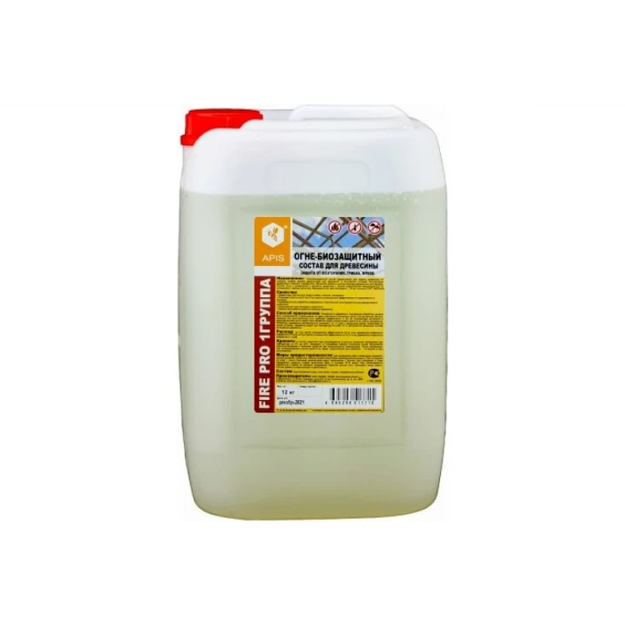 Огне-биозащитный состав для древесины APIS FIRE PRO (I группа; бесцветный; канистра; 12 кг) 4665296517609