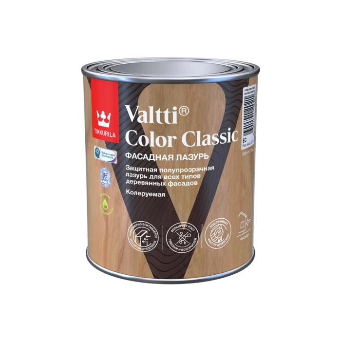 Фасадная лазурь Tikkurila valtti color classic, 0.9 л, база EC, бесцветная 249246