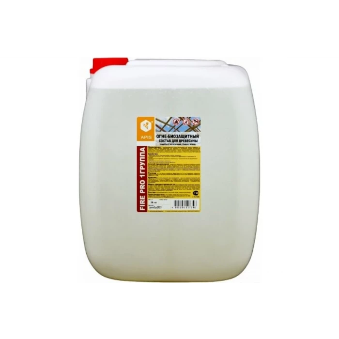 Огне-биозащитный состав для древесины APIS FIRE PRO (I группа; бесцветный; канистра; 36 кг) 4665296517630