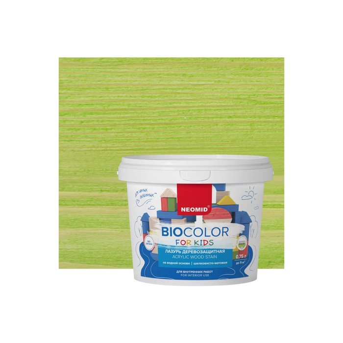 Лазурь салатовая Neomid Bio Color For Kids 0,75 л Н-BCFK-0,75/салат фото 2