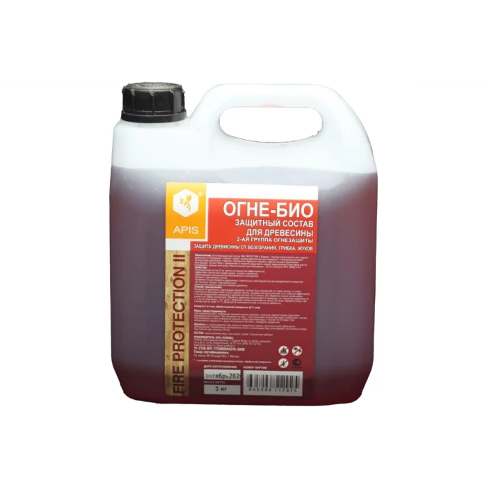 Огнебиозащитный состав для древесины APIS FIRE PROTECTION БАРЬЕР Эконом, канистра 3 кг 4665296512925