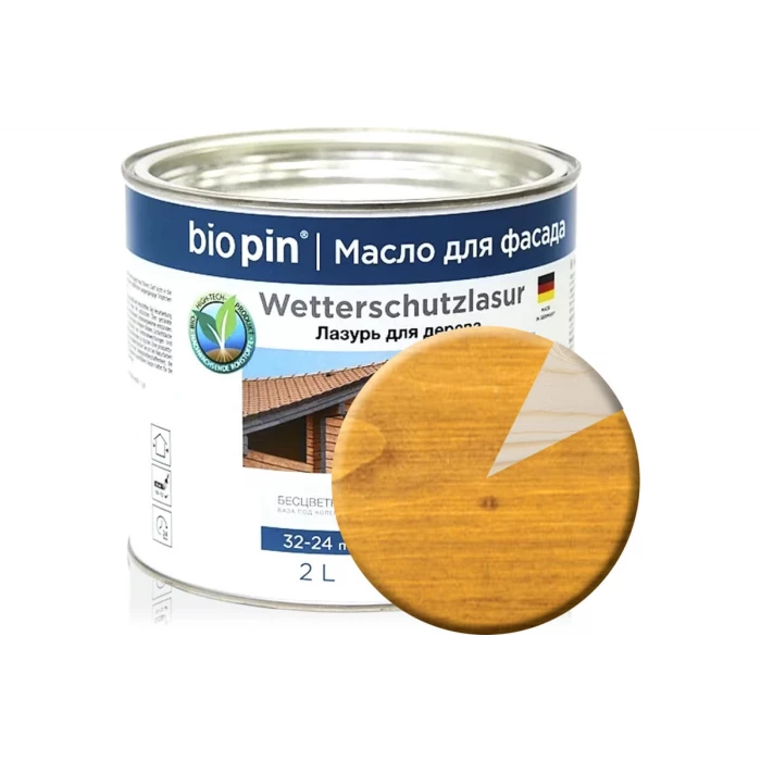 Лазурь для дерева BIO PIN 2241 Wetterschutzlasur Дуб 2 л 22415I101