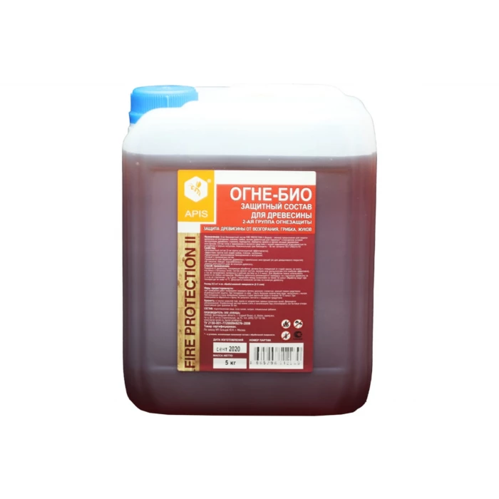 Огнебиозащитный состав для древесины APIS FIRE PROTECTION БАРЬЕР Эконом, канистра 5 кг 4665296512406