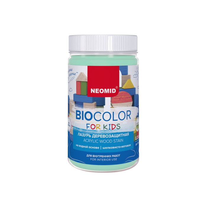 Лазурь Bio Color For Kids бирюзовый, 0,25 л Neomid Н-BCFK-0,25/бирюз