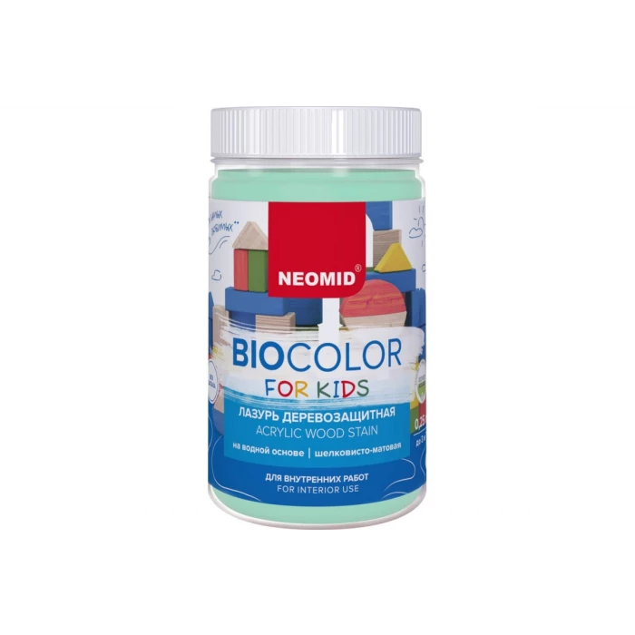 Лазурь Bio Color For Kids бирюзовый, 0,25 л Neomid Н-BCFK-0,25/бирюз