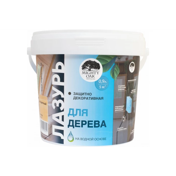 Лазурь для дерева MIGHTY OAK бесцветный, 0.9 л MO174