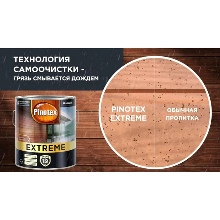 Лазурь с эффектом самоочистки для защиты древесины PINOTEX EXTREME (калужница; 9 л) 5351707