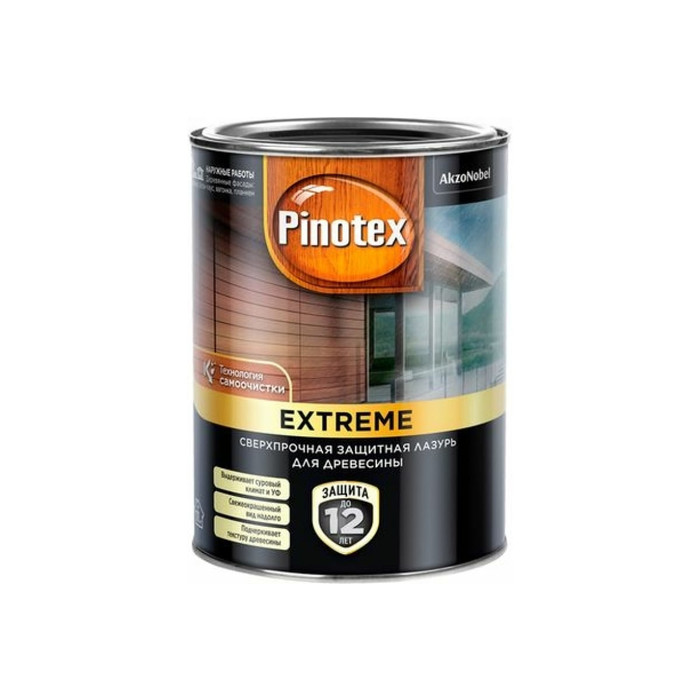 Лазурь с эффектом самоочистки для защиты древесины PINOTEX EXTREME (прозрачная ВС; 0.9 л) 5351704 фото 2