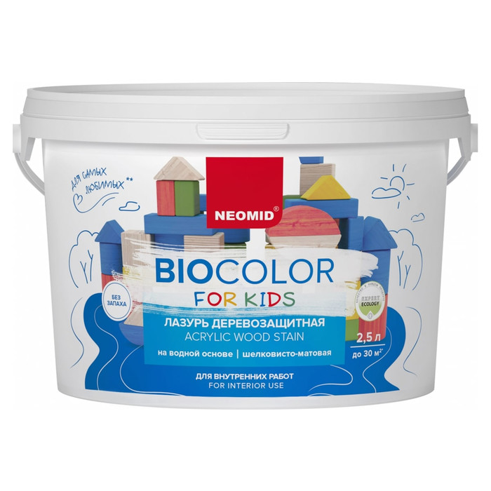 Лазурь Bio Color For Kids белый, 2,5 л Neomid Н-BCFK-2,5/белый