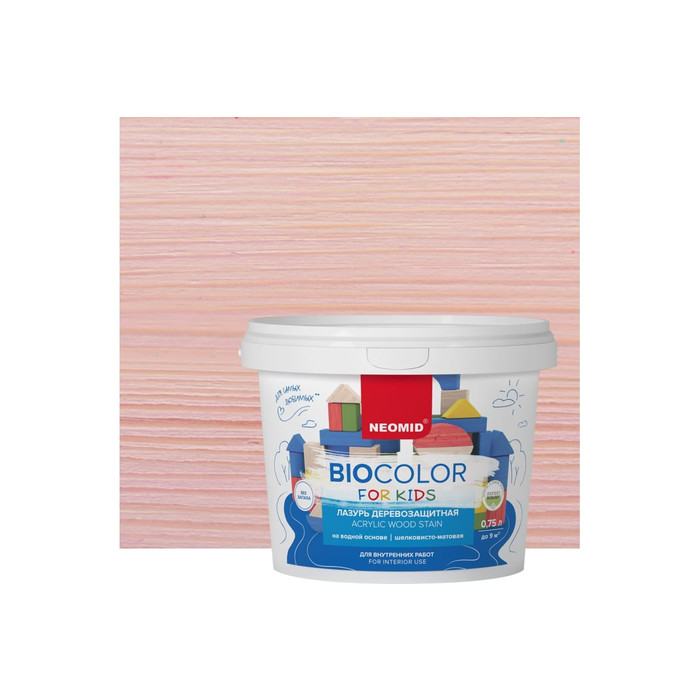 Лазурь розовая Neomid Bio Color For Kids 0,75 л Н-BCFK-0,75/розов фото 2
