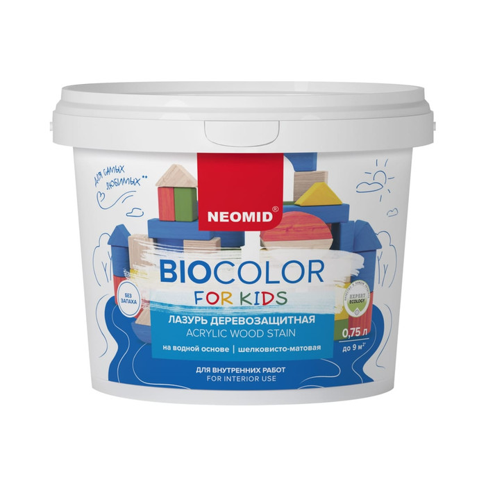 Лазурь Bio Color For Kids оранжевый, 0,75 л Neomid Н-BCFK-0,75/оранж