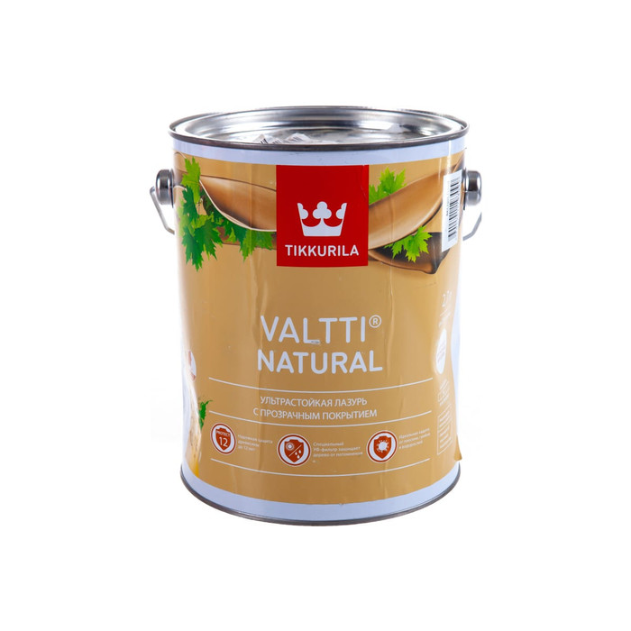 Лазурь TIKKURILA VALTTI NATURAL ультрастойкая с прозрачным покрытием, полуглянцевая 2,7л 700011548 фото 2