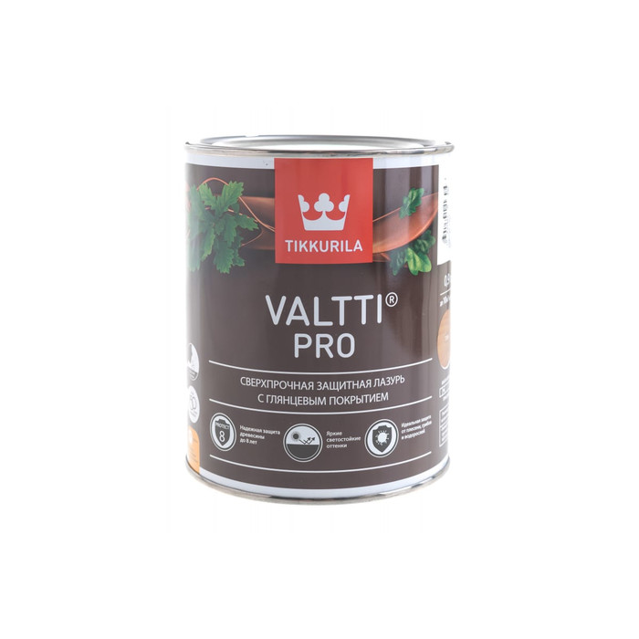 Лазурь TIKKURILA VALTTI PRO сверхпрочная, защитная, глянцевая, тик 0,9л 700010336