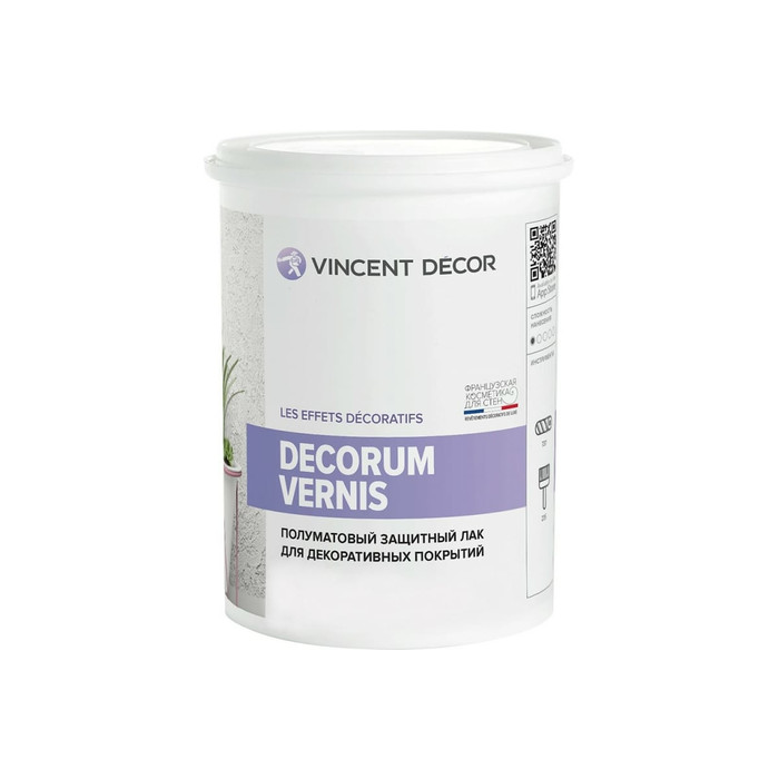 Защитный лак для декоративных покрытий VINCENT DECOR DECORUM VERNIS полуматовый, 1 л 103-132