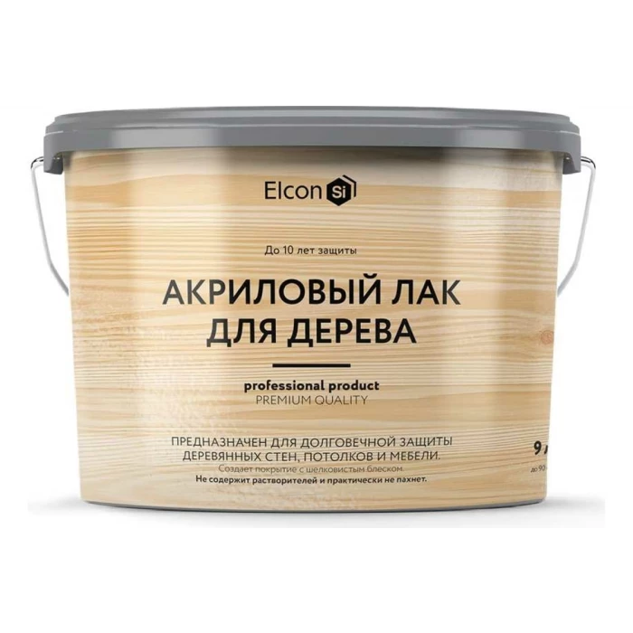 Акриловый лак Elcon для дерева, кирпича, бетона, срок защиты - до 10 лет, 9 л 00-00462957